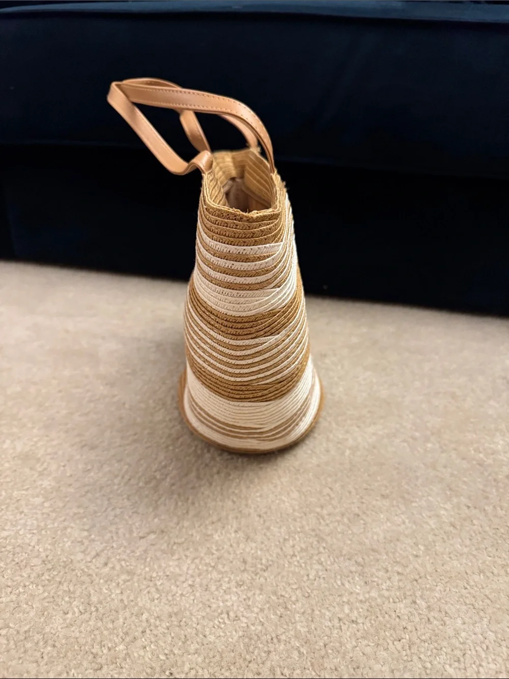 Magid Striped Mini Straw Tote Bag in White and Tan